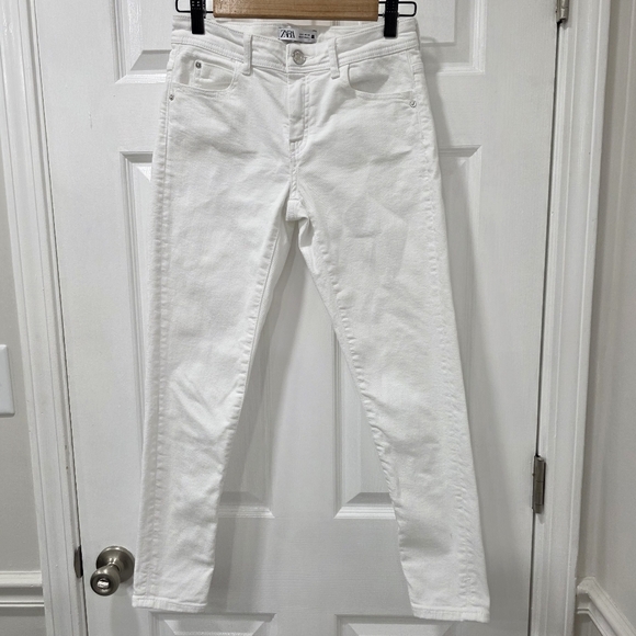 ZARA White High Rise Skinny Ankle Jeans Size 4 Stretch Denim - Picture 3 of 10